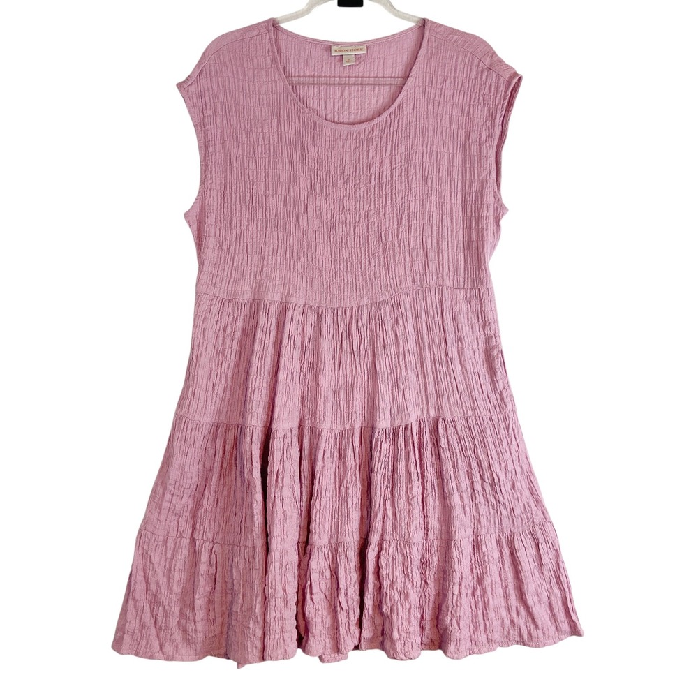 Knox‎ Rose Womens Pink Crinkle Gauze Tiered Sleeveless Mini Dress Medium Peasant